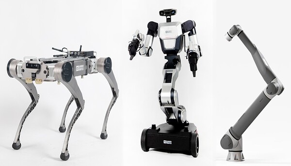 (왼쪽부터)레인보우로보틱스가 기존에 개발한 4족로봇, 이동형 양팔로봇, 협동로봇
